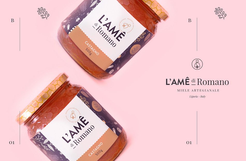 成都摩品包装设计公司-L’Ame Honey蜂蜜品牌标志设计,蜂蜜包装设计