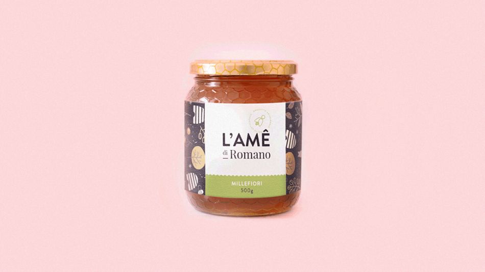 成都摩品包装设计公司-L’Ame Honey蜂蜜品牌标志设计,蜂蜜包装设计